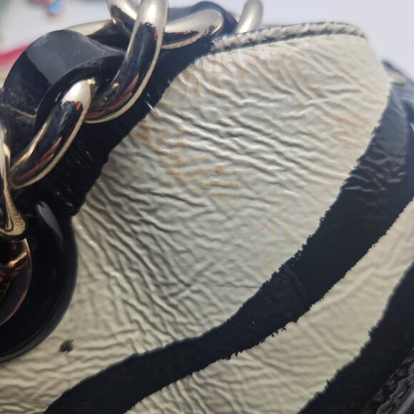Kate Spade Helena Pastiche Zebra Patent Leather Shoulder Bag Chain Strap Tote - Picture 7 of 7